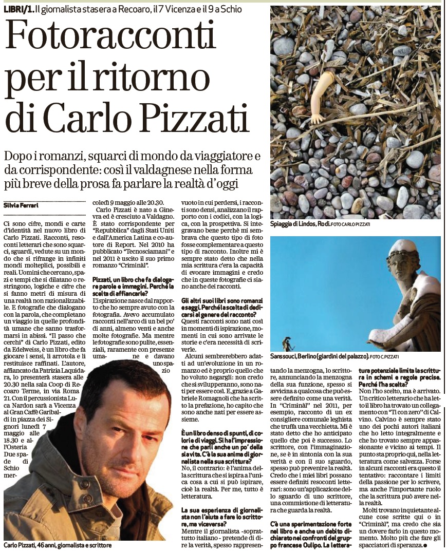 Intervista il Giornale di Vicenza Carlo Pizzati